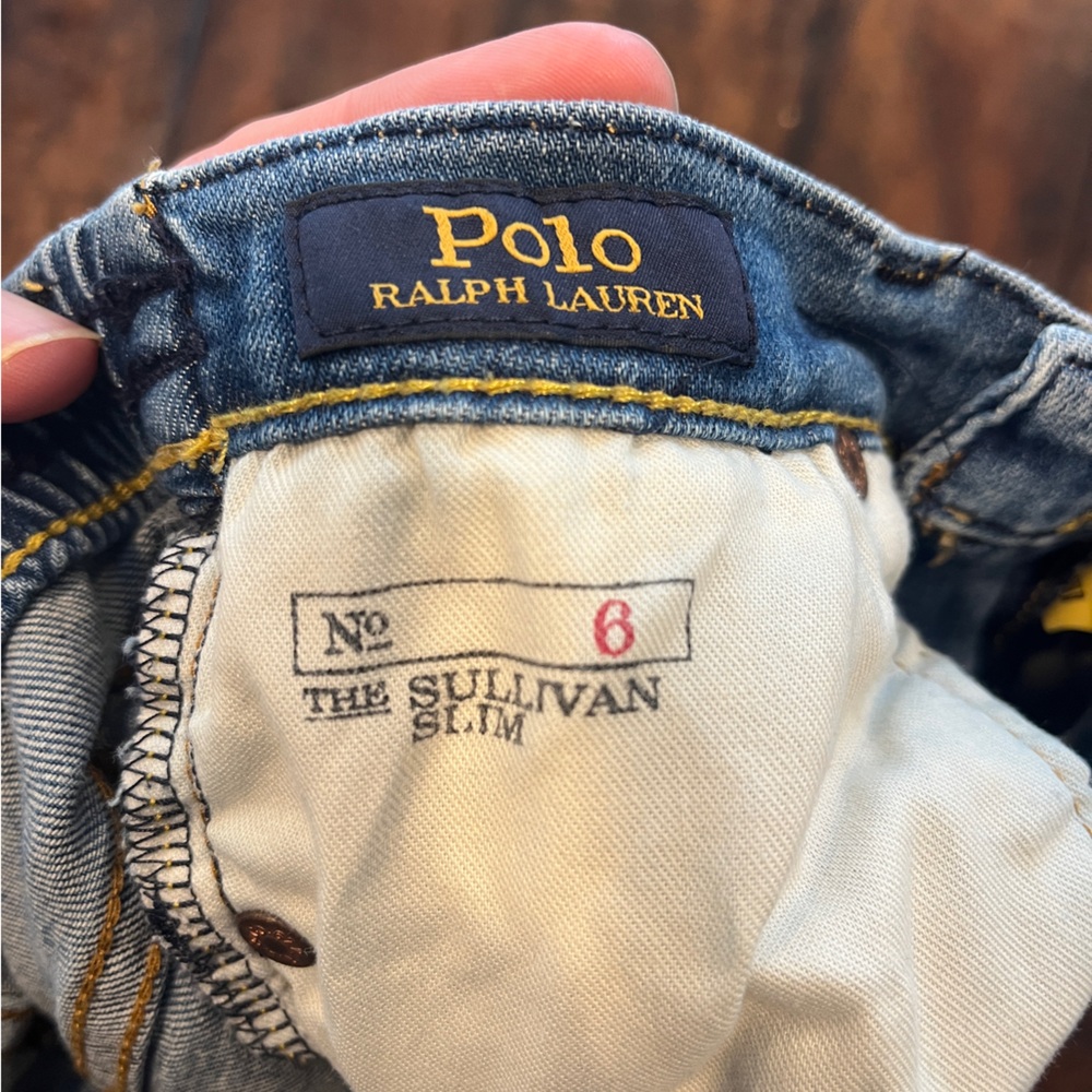 4 pairs, gently used Polo pants, Boys 6. Also incl. Polo sweatshirt, Boys 7.